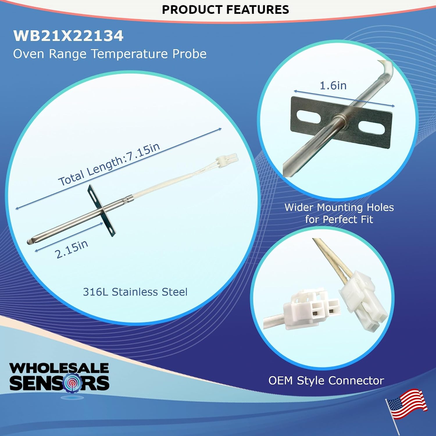 Oven Probe Replacement for WB21X22134 Sensor 12 Month Warranty