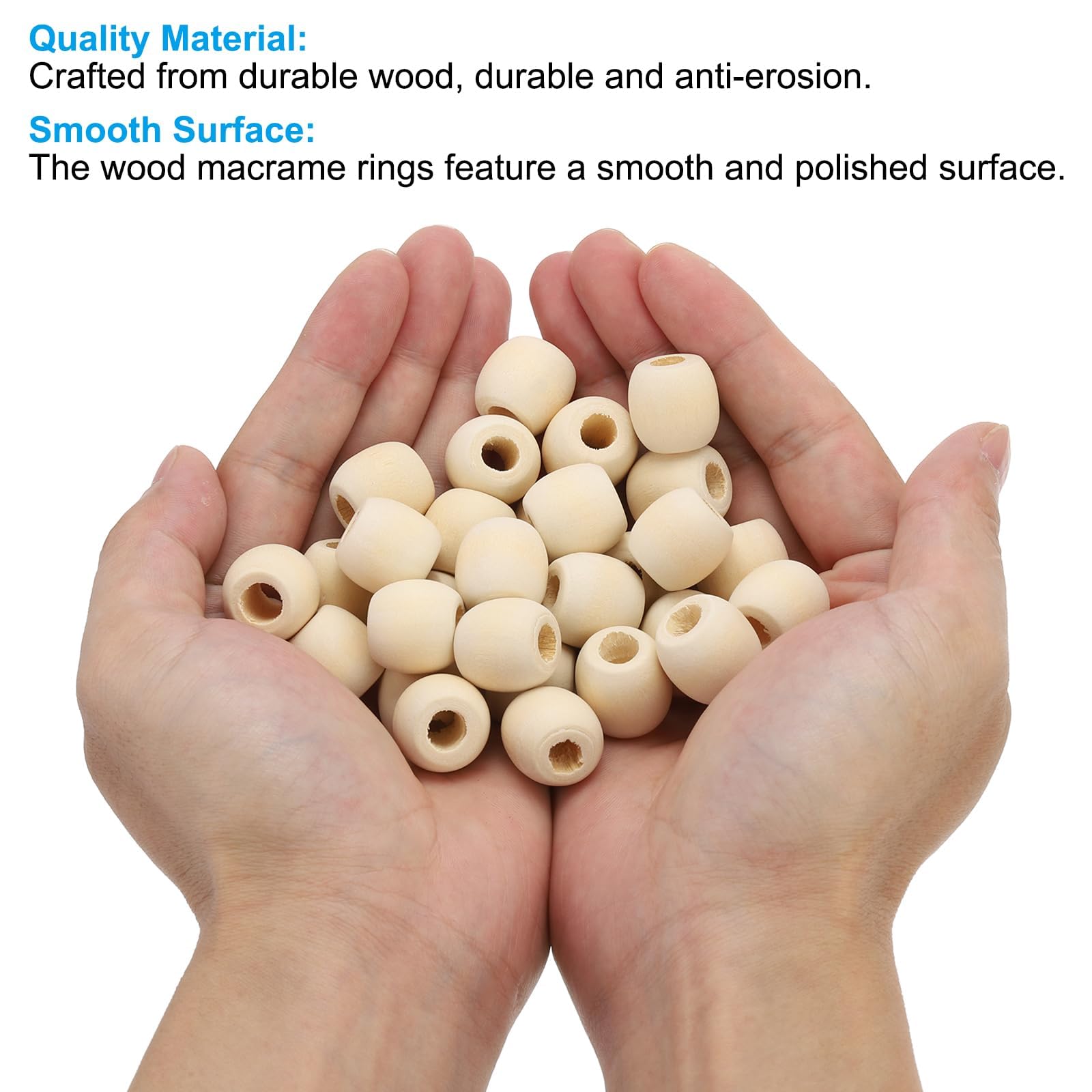 PATIKIL Natural Wood Rings and Unfinished Wooden Beads Set - Image 3