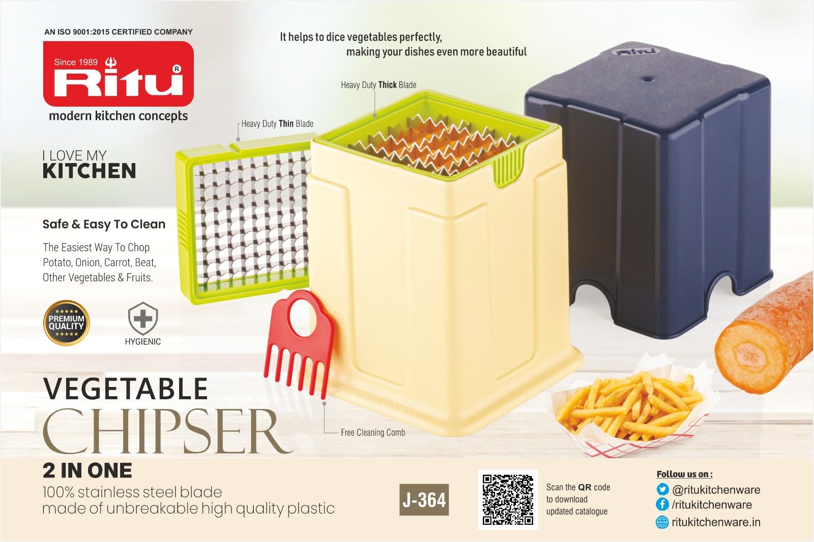 RITU French Fries Cutter - Stainless Steel Slicer -4