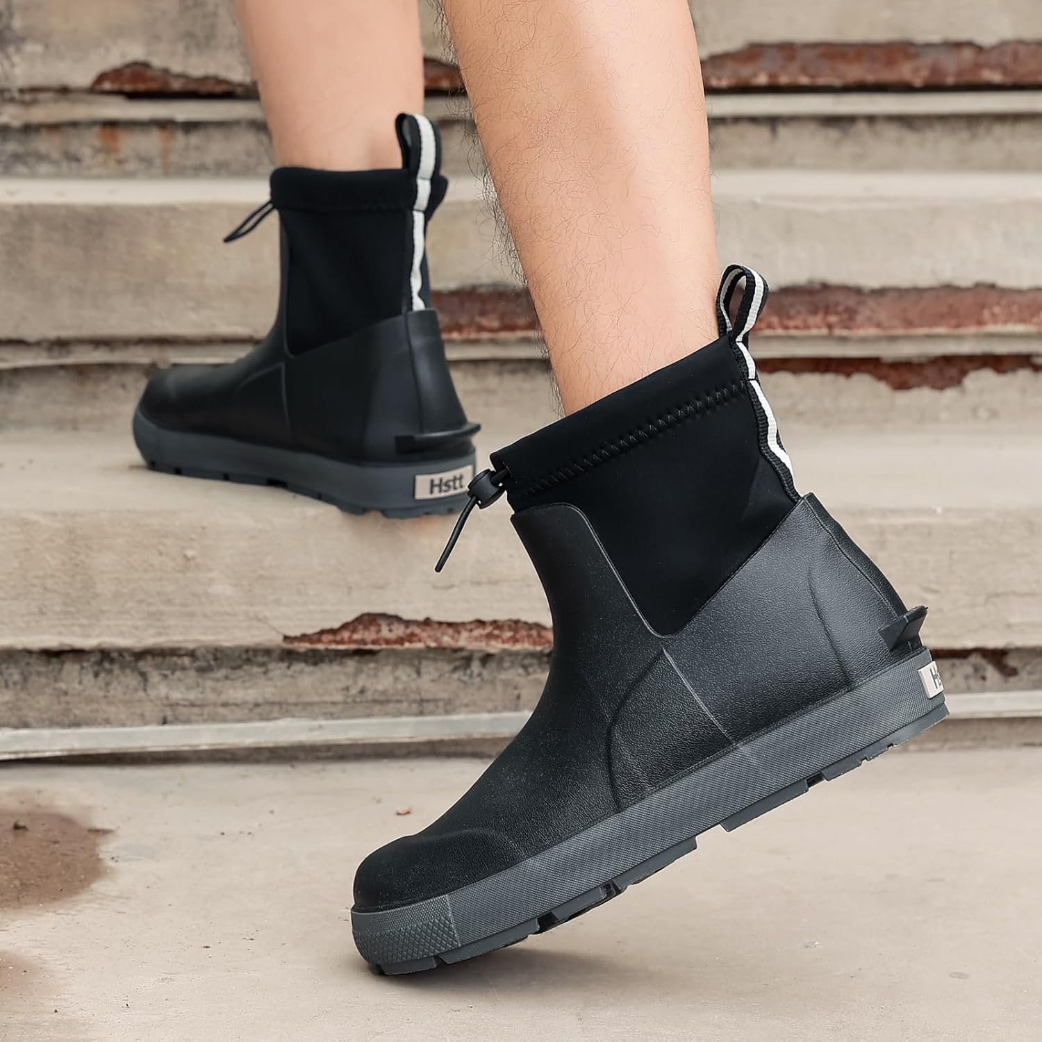 Men's Deck Boots,Ankle Rubber Rain boots Waterproof Anti-Slip Waterproof Shoes, Fishing Boating Boots Water Work Shoes for Men - Image 3