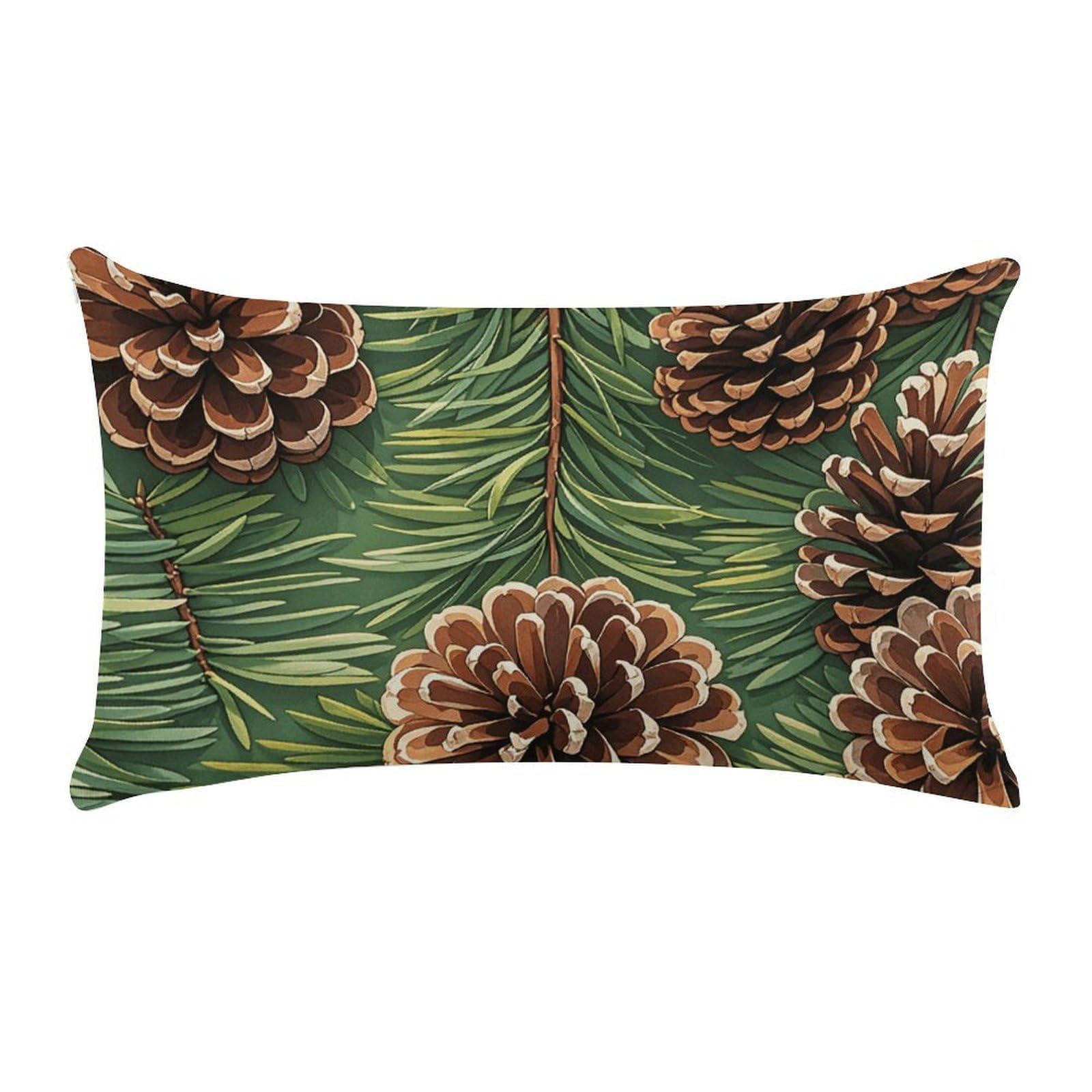 Pine Cone Border Pillow Cases for Sofa, Super Soft Plush Pillow Cover with Zipper, Luxury Cozy Pillow Shams for All Seasons, Lightweight Pillowcases for Bedroom, 12" X 20"