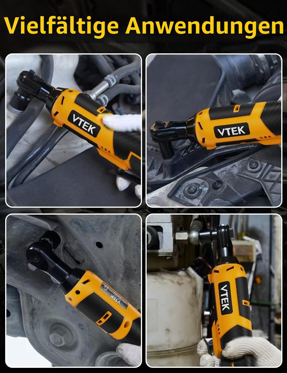 VTEK 3/8 Zoll Akku-Ratschenschlüssel, 16,8 V, Ratschenschlüssel, 400 U/min