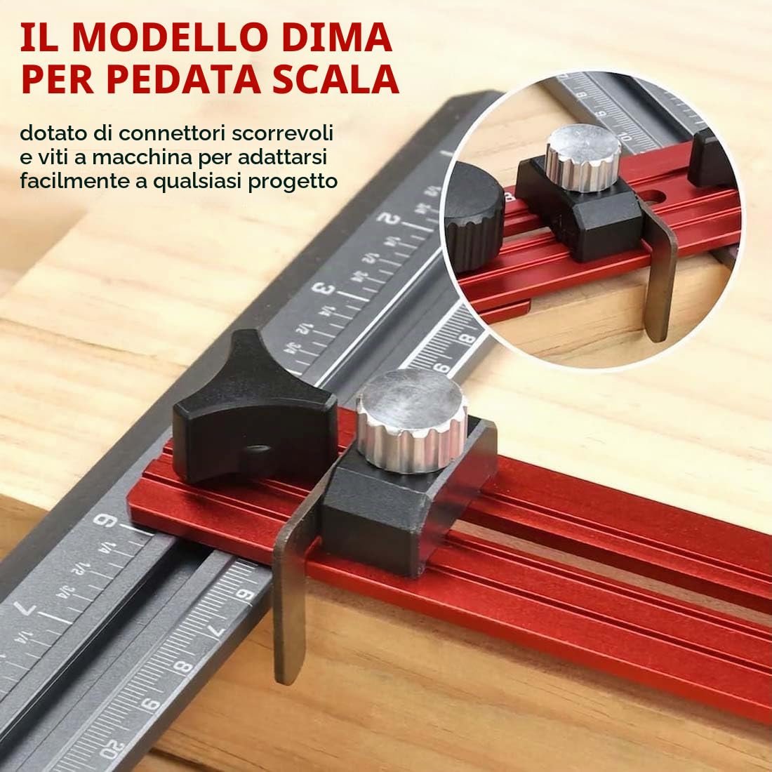 Stair Stencil Tool, Strumento di Misurazione delle Scale Lunghezza Regolabile in Lega di Alluminio, Strumento di Misurazione della per Gradini, Livelli, Scaffali e per Tagliare il Muro a Secco(1 Set)