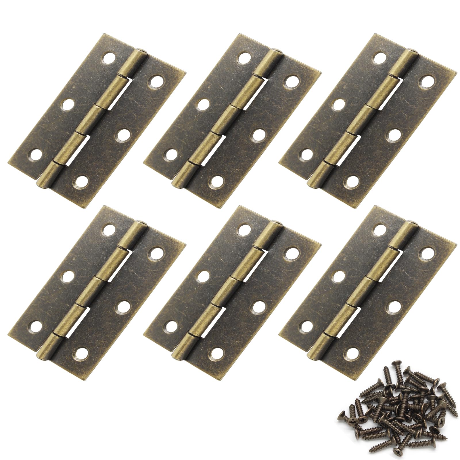 Murtenze 6 Pack 2.5 Inch Door Hinge, Antique Bronze Butt Hinges with Mounting Screws