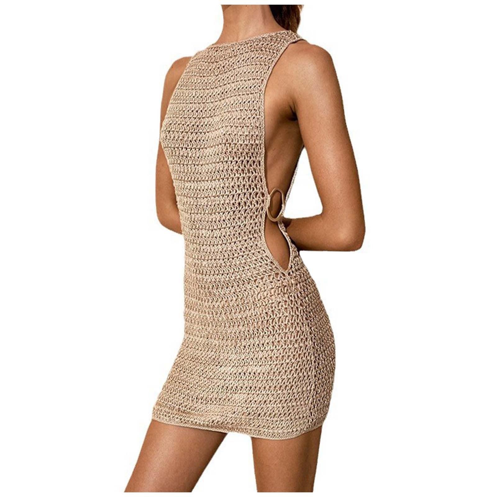 Genérico Mujer Camisolas de Playa Sexy, Traje de Baño, Vestido de baño de Bikini de Crochet, Bikini Cover Up Mujer, Vestidos de Playa Mujer, Pareos de Casual para Verano, Chaleco Mujer Vestir Ropa Playa Mujer