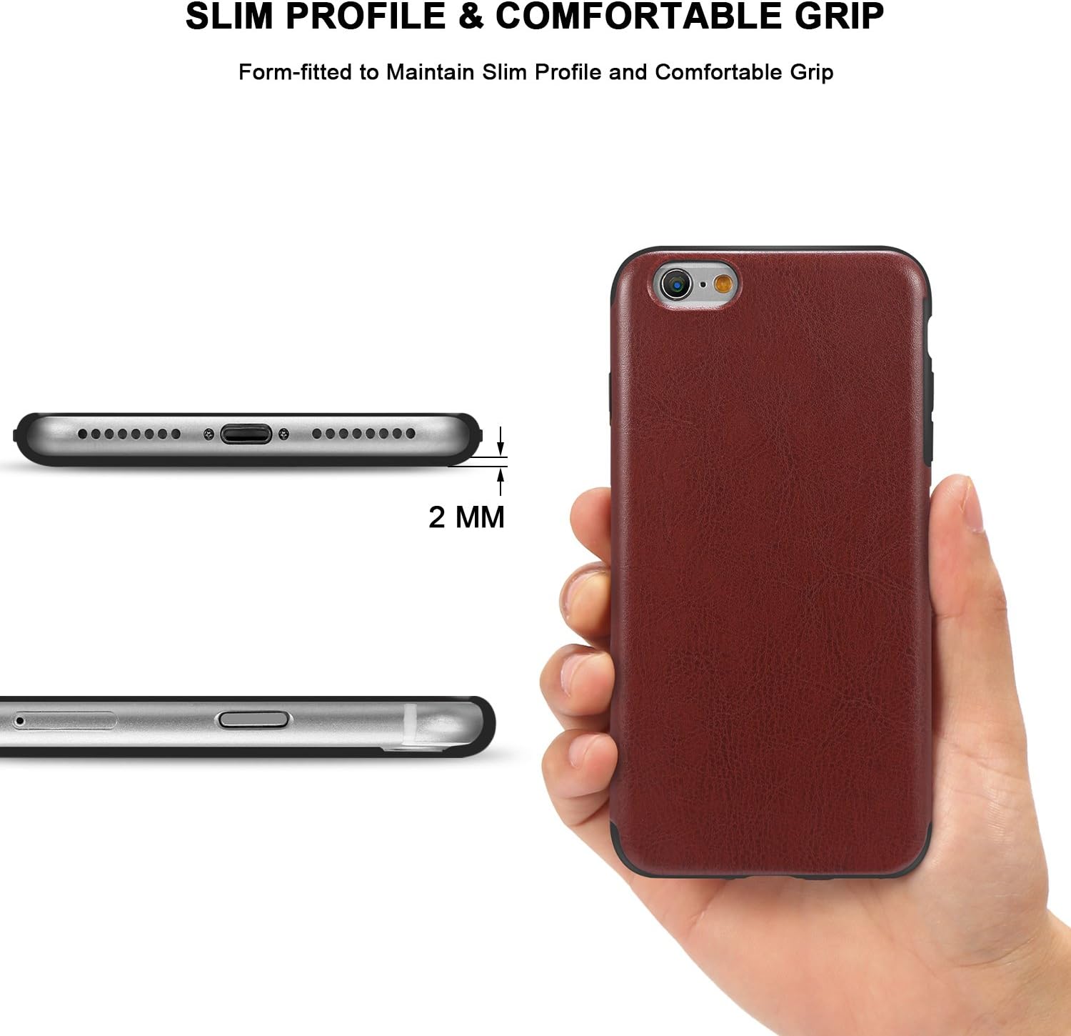 TENDLIN iPhone 6s Case, Premium Leather Back Flexible TPU Silicone Hybrid Soft Slim Cover Case for iPhone 6 and iPhone 6s (Brown)