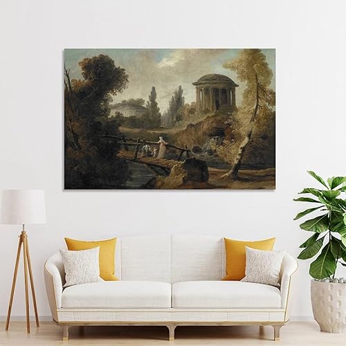 Miniatura 4 de YANMING Póster decorativo decorativo para pared, diseño de Marius Hubert Robert, The Cascades at Tivoli Marius Hubert Robert