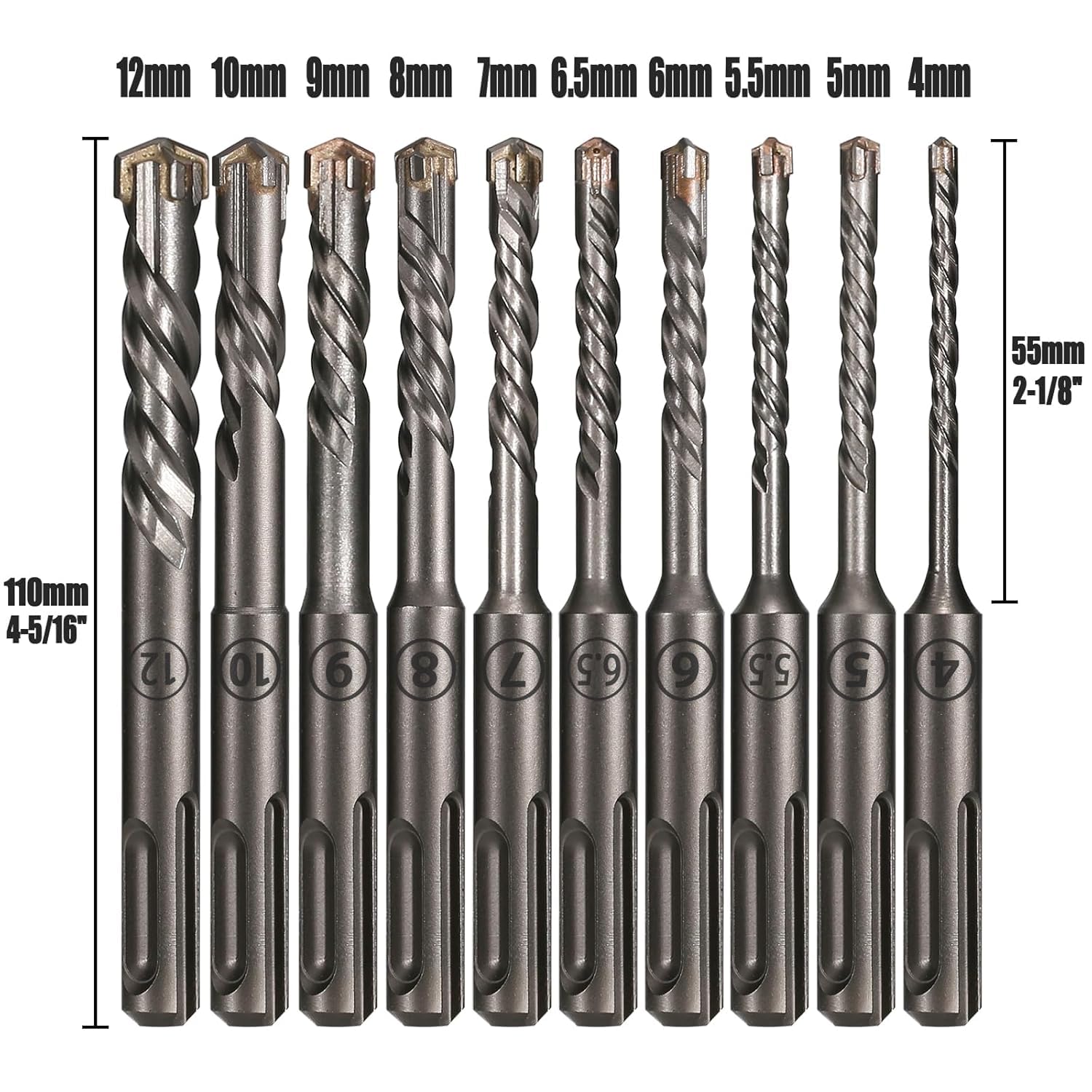 Frez palcowy z węglików spiekanych 110 mm wiertło 4 frezy węglika wolframu końcówka do muru krzyżowego betonu ceglanego 4-12(110mmX5.5mm)