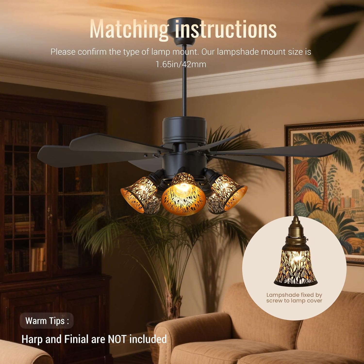 4 pack ceiling fan light covers- small mini lamp shades,metal lamp shade for pendant light shade, wall lamp, with 1-5/8" Fitter, 4-3/4" Height and 4-3/4" Diameter, Antique bronze gold starfish colors.