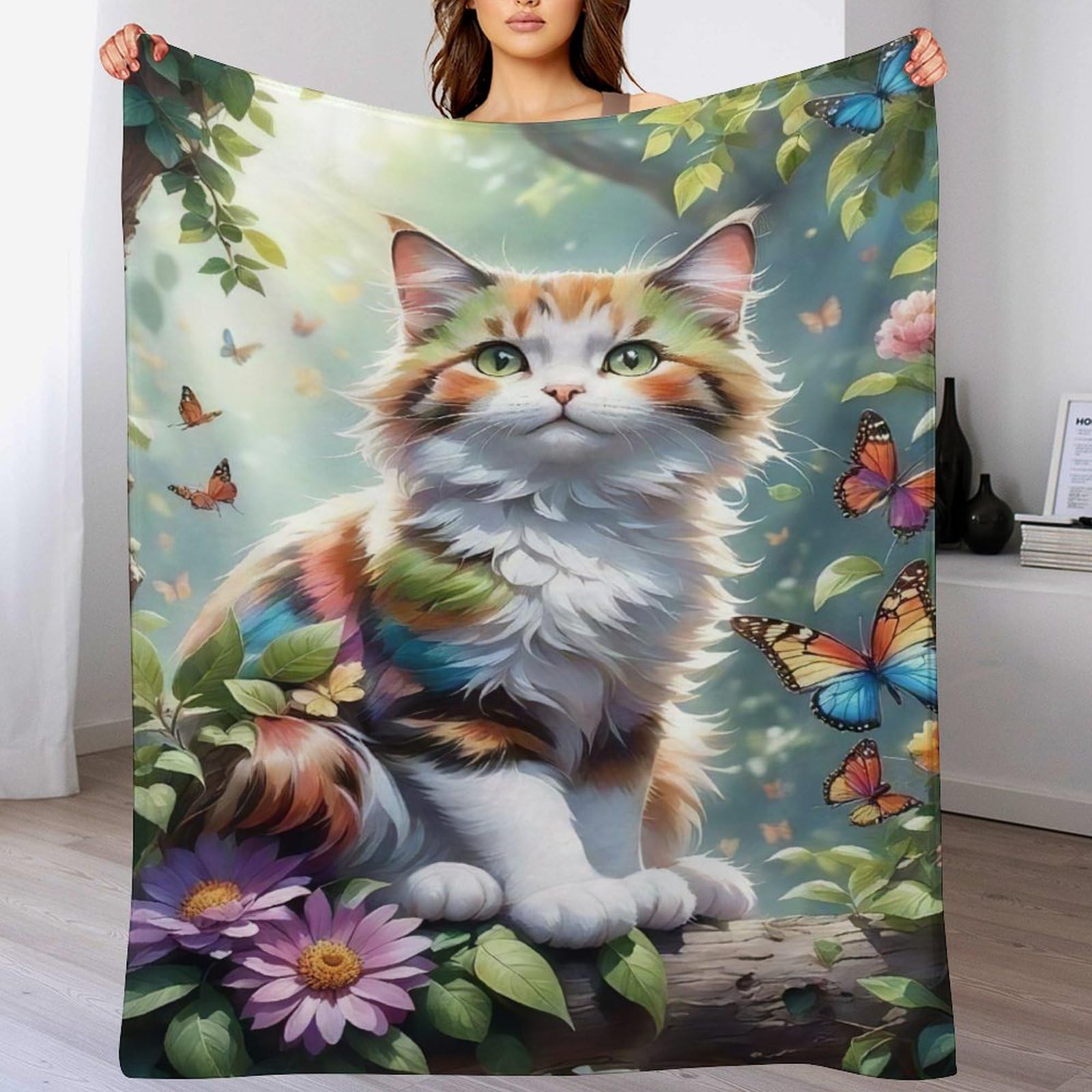 Couverture polaire chat grand plaid flanelle doux lit et canapé