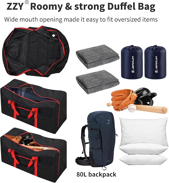 Extra Large Duffle Bag 110L Travel Duffle Lightweight Luggage Bag for Camping Sport Gym Weekender (Black)