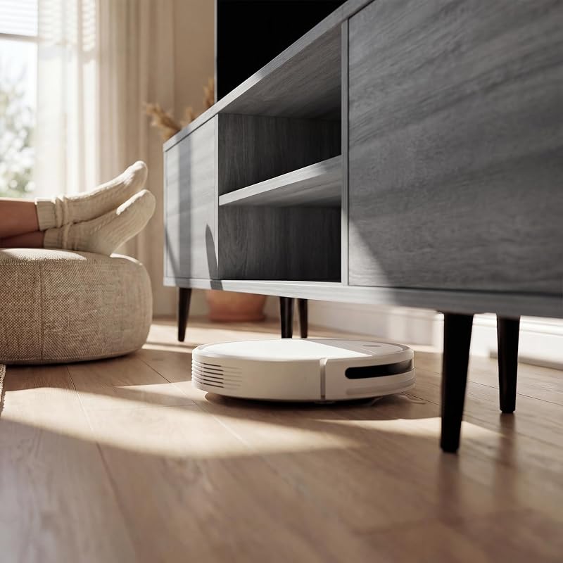 YESHOMY Mid-Century Modern TV Stand, 63 Inch, Light Gray image 7