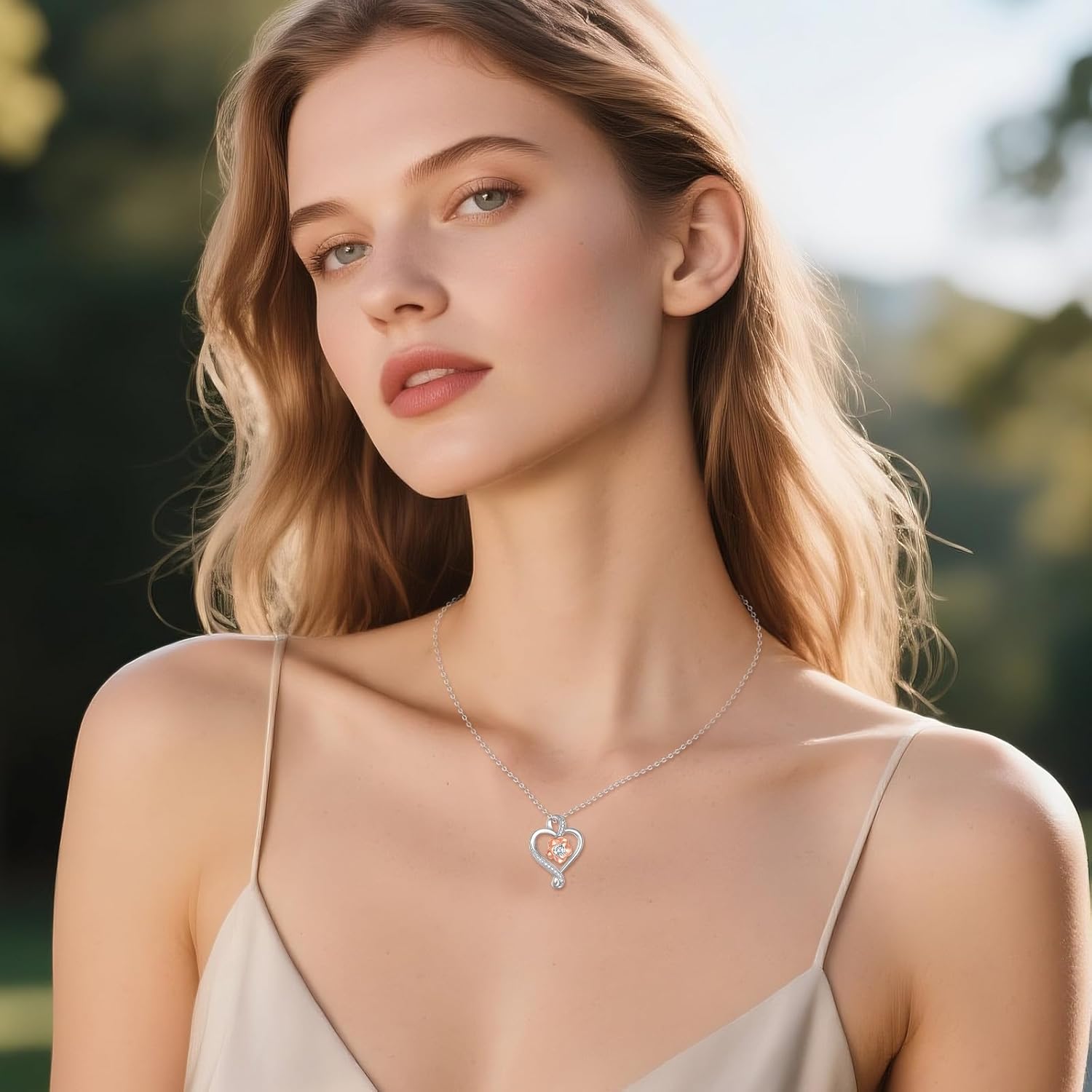 VONALA Heart Rose Necklaces for Women 925 Sterling Silver Heart Pendant Anniversary Birthday Gifts for Women, Jewelry Gift for Wife Wife Girlfriend Mom - Image 2