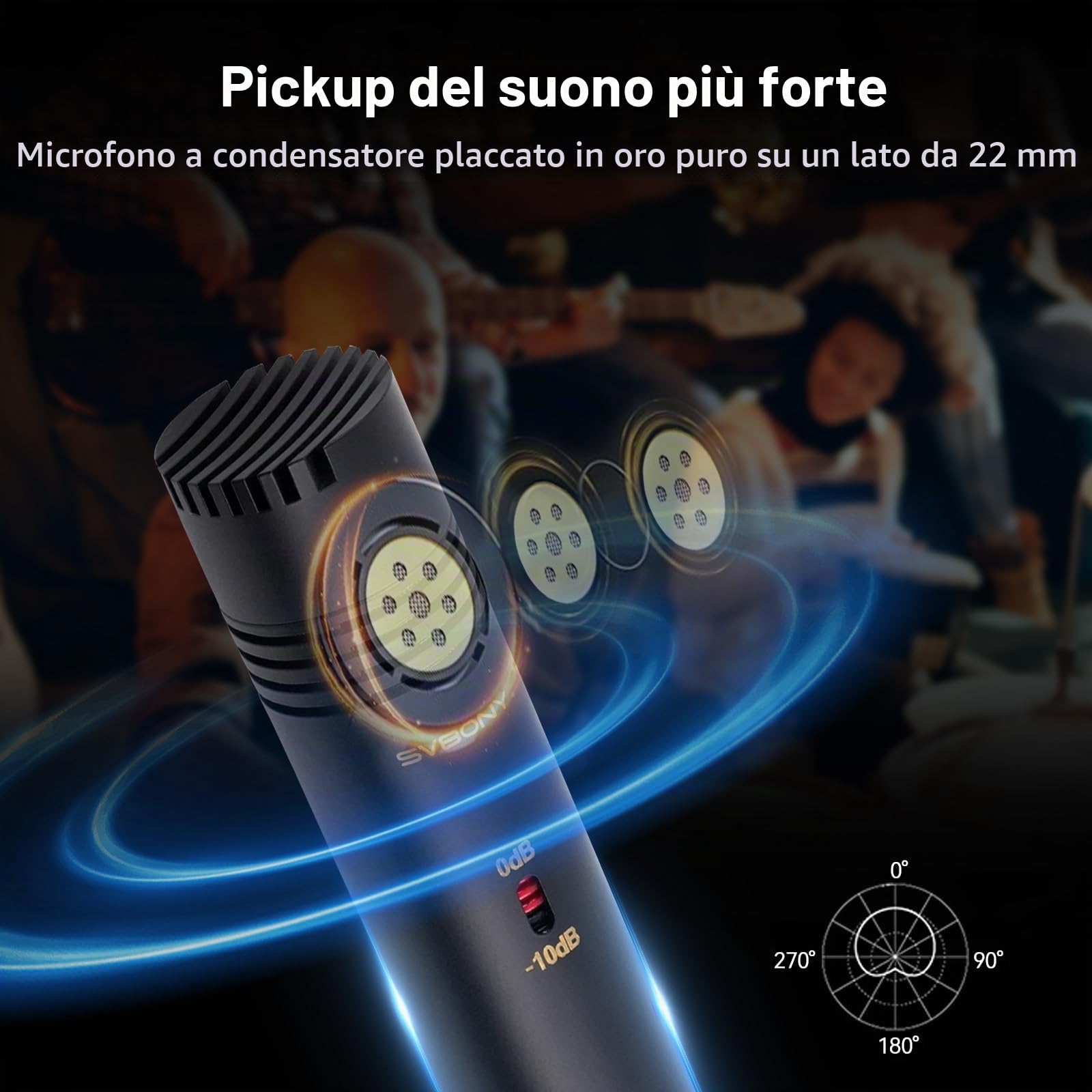 SVBONY SVMic M1 Microfono Dinamico Cardioide per Registrazione Strumenti | Kit Microfono a Condensatore Stereo Professionale con Attenuazione 10dB, XLR a 3 pin, Filtro Passa-Basso 100Hz&SNR 78dB
