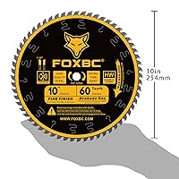 Vista 4 de FOXBC Hoja de sierra de mesa de corte transversal de acabado fino de 10 pulgadas, 60 dientes ATB, con eje de 5/8 pulgadas