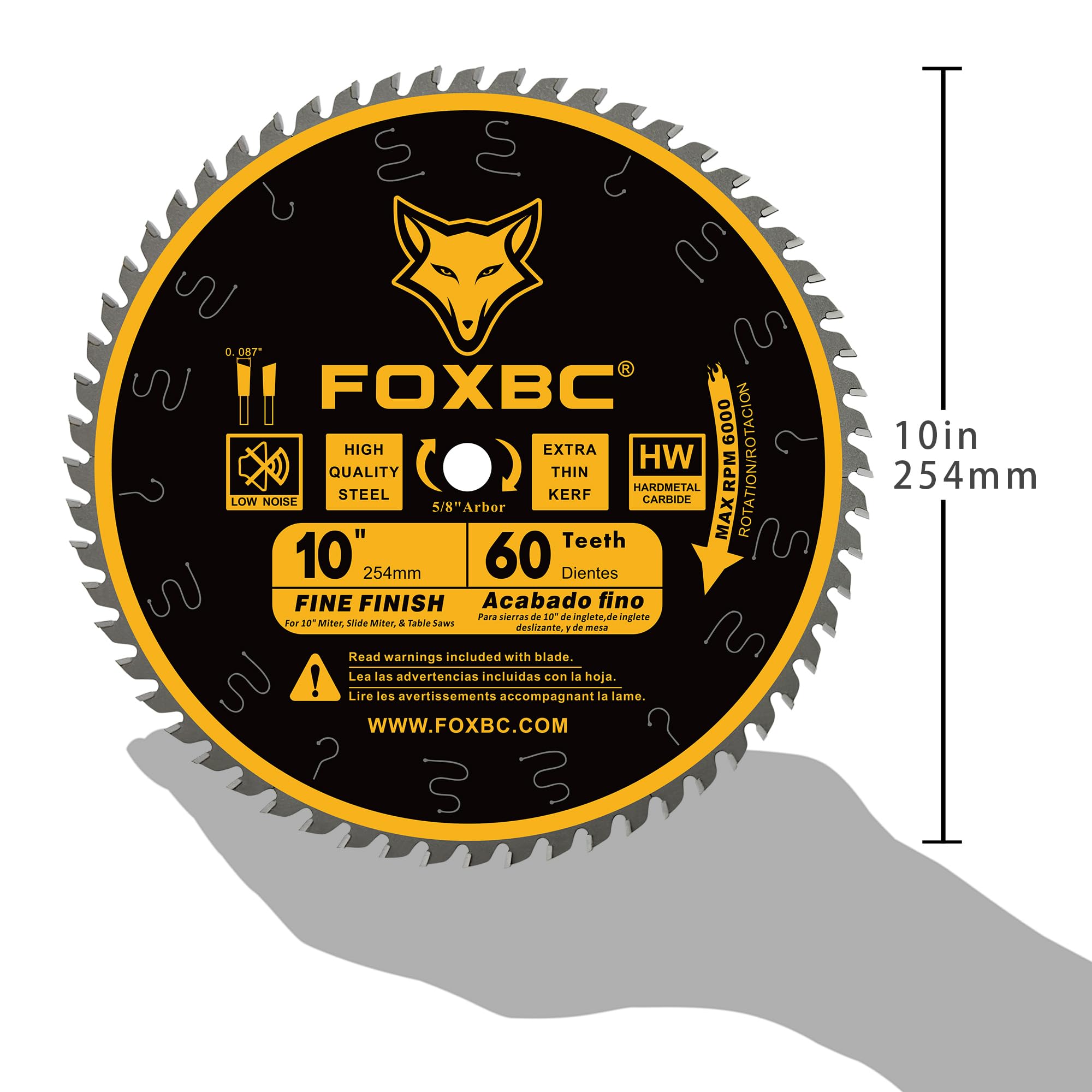 FOXBC 10" Table Saw Blade - Fine Finish & Carbide Teeth -4