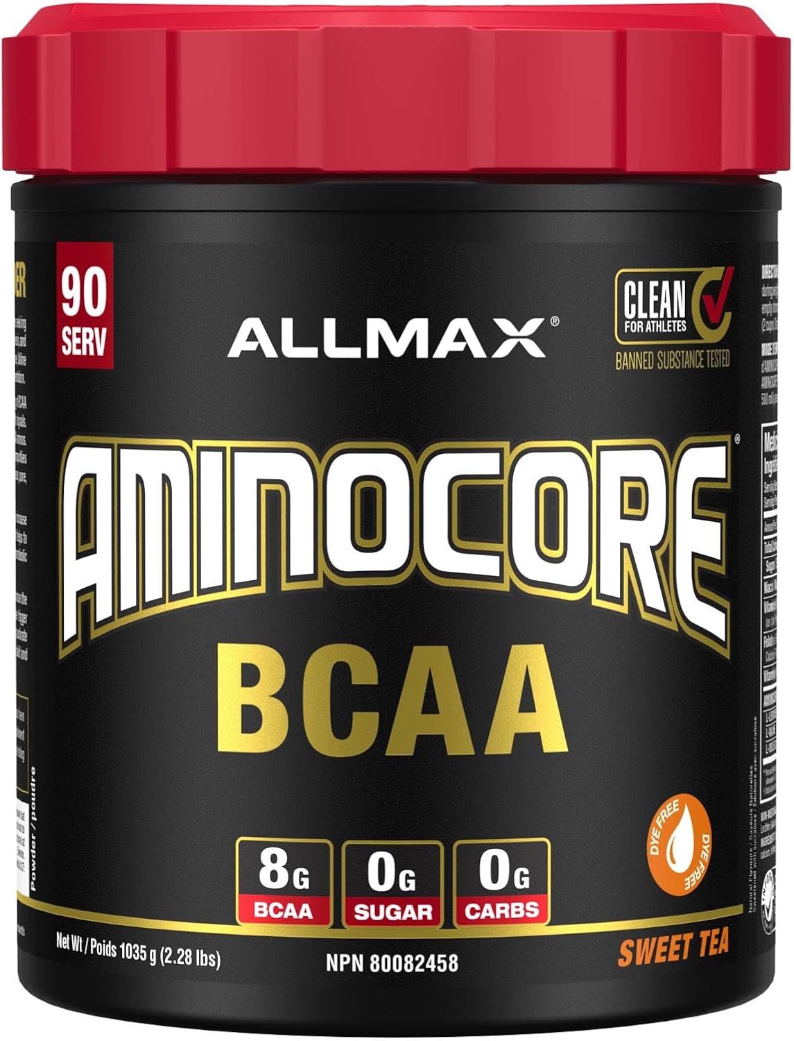 ALLMAX AMINOCORE BCAA Powder for Workout Muscle Recovery & Increased Endurance - Sugar Free, No Fillers 8.18 Grams Bcaas Amino Acids, B Vitamins for Women and Men- 90 Servings | Sweet Tea, 1035g