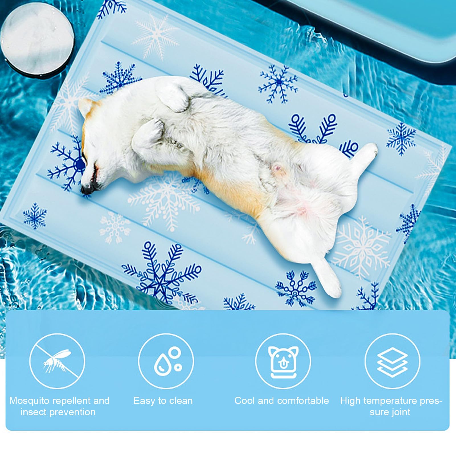 Tappetino per cani autoraffreddante – Tappetino refrigerante per animali domestici in tessuto composito PVC con ghiaccio morbido, cuscino impermeabile anti-pelucchi per cani e gatti, tappetino