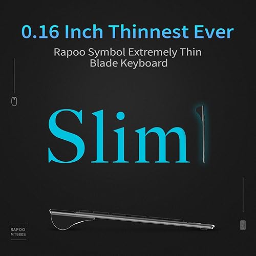 Miniatura 3 de RAPOO Combo de teclado inalámbrico y mouse láser, multidispositivo (Bluetooth 4.0+3.0+2.4G), teclado de computadora ultra delgado, diseño compacto