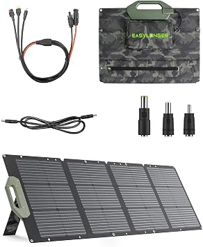 EASYLONGER 110W Foldable Solar Panel, ESP110 Portable Solar Charger for CPAP Battery ES960, Power Station, 23.5% Efficiency IP67 Waterproof for Camping, Fishing, Outdoor, RV and Blackouts