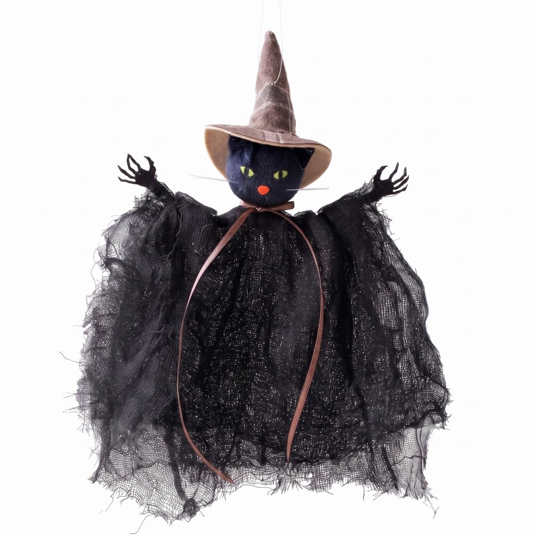 Imooreshine Halloween Hanging Decorations - Black Cat Decor, Swinging Ghost Outdoor Decor For Halloween Parties, Black
