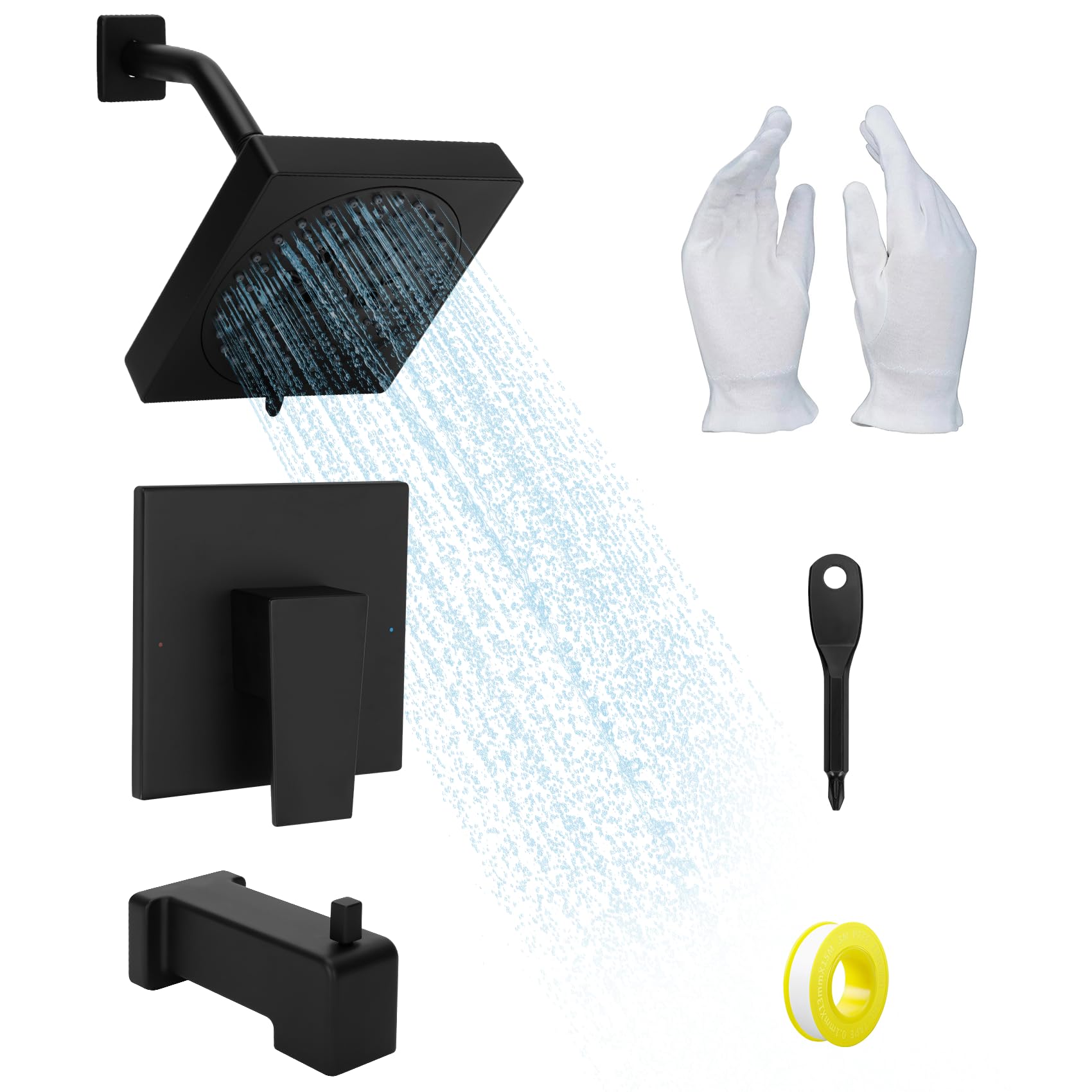 Kit de garniture de douche Moen T2473epbl noir mat Genta T2473bl avec pommeau poignée et bec