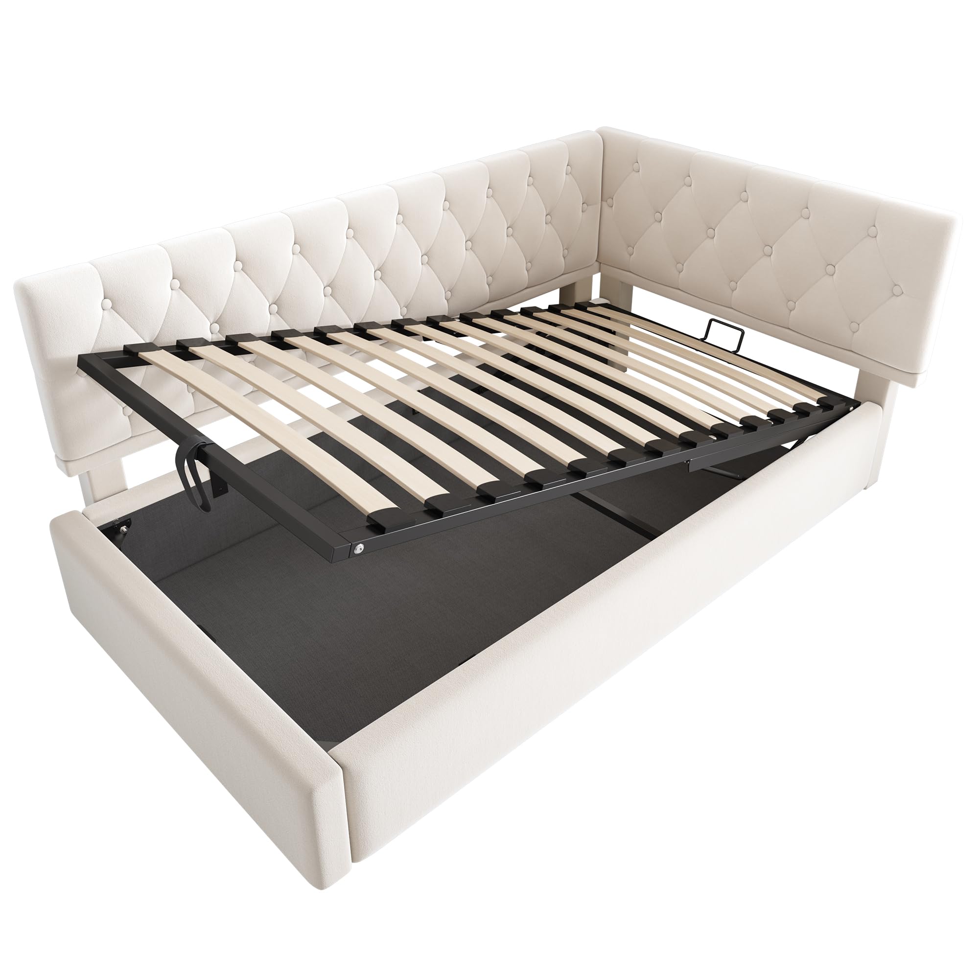 MURUL Cama tapizada, cama de día 90 x 200 cm, sofá cama con almacenamiento hidráulico, cama infantil, cama juvenil, estructura de cama con somier de madera, terciopelo, sin colchón.