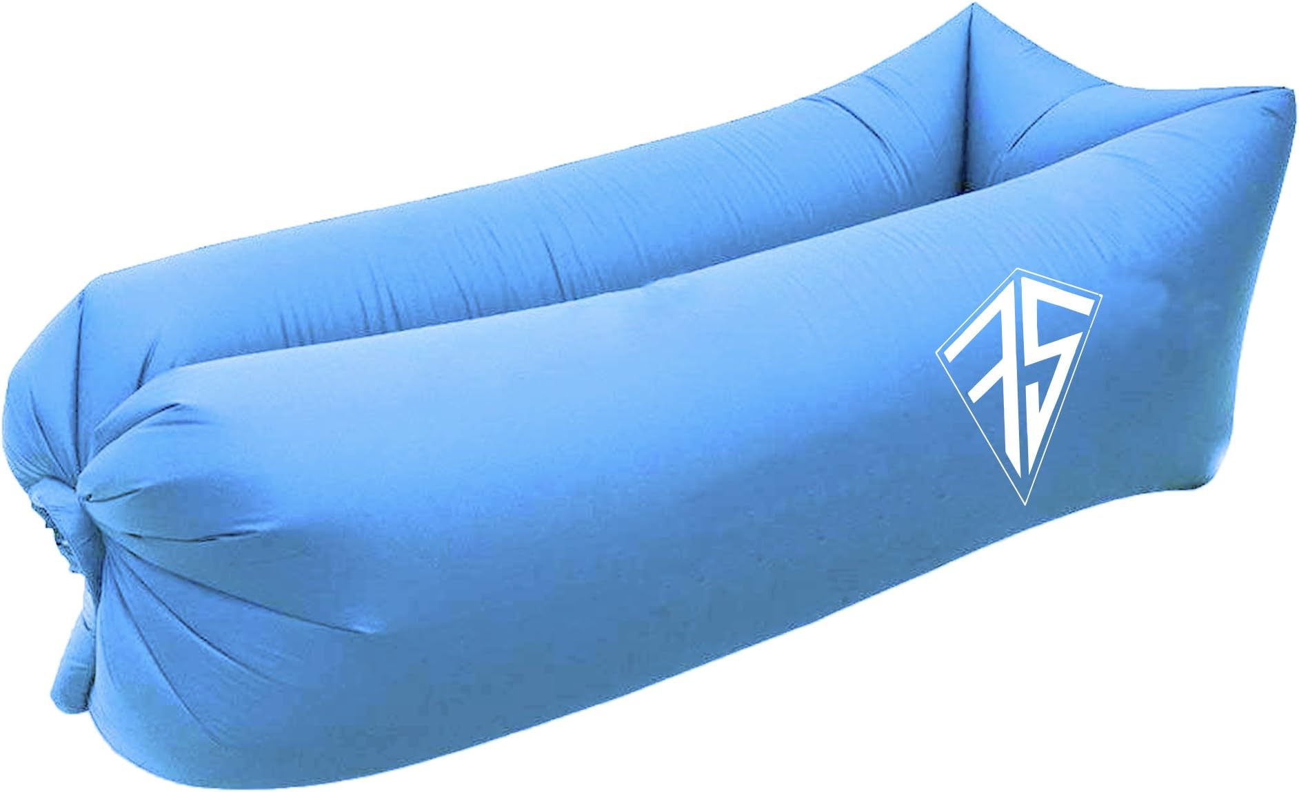 FS Inflatable Air Lounger with Carrying Bag, Securing Stakes, and Adjustable Size Perfect for Festivals, Camping, Hiking, Travel, Parties, Beaches, and Pools - Blue