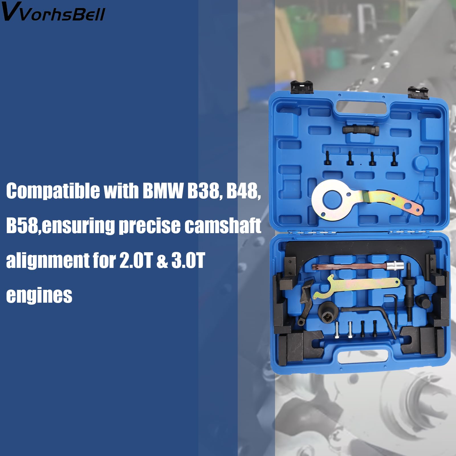 Kit d'outils de calage compatible avec BMW B38, B48, B58 - Ensemble d'outils de verrouillage d'arbre à cames - Série 3 - Série 5 - 2.0T - Outils de réparation de moteur - Outil de démontage