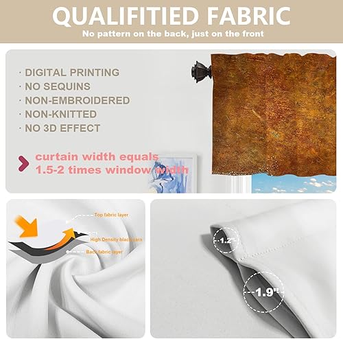 Miniatura 18 de Cenefas de cocina modernas con patrón de cobre marrón dorado para ventanas, cenefas opacas abstractas de marcas de arañazos y cortinas opacas