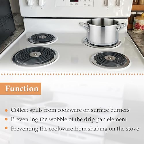 Miniatura 5 de Paquete de 4 bandejas de goteo cromadas mejoradas, cuencos reflectores compatibles con Whirlpool W10196405 W10196406 W10278125 (dos de 6 pulgadas y