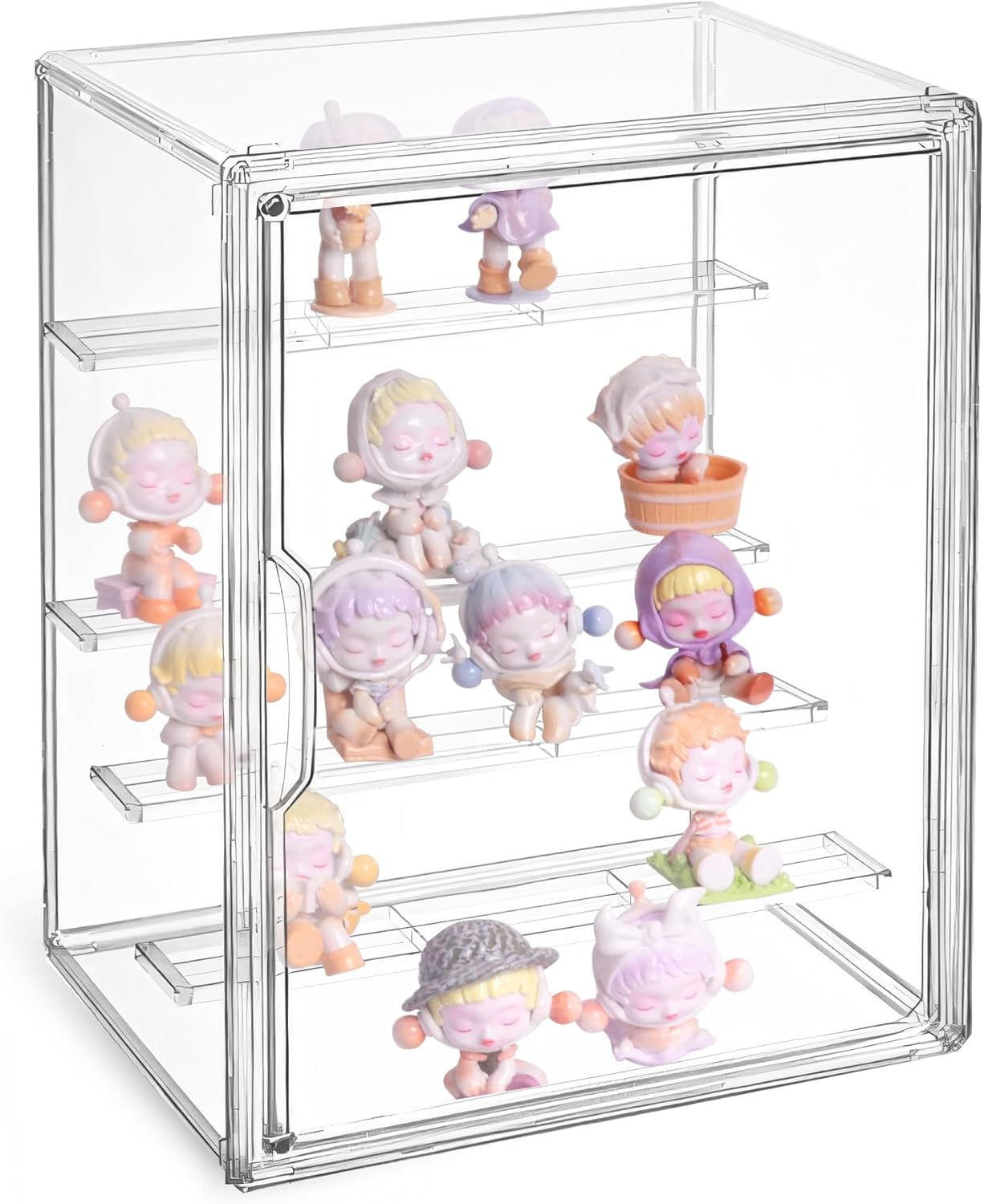 2 Pack Clear Acrylic Display Case, 5 Tier Large Acrylic Blind Box for Figures, Dustproof Storage Organizer with Magnetic Door for Action Figures Toys, Stackable Collectibiles Showcase