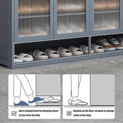 Miniatura 5 de WANLECY Armario de zapatos con puertas, gabinete de almacenamiento de zapatos moderno de 7 niveles para entrada, armario organizador independiente