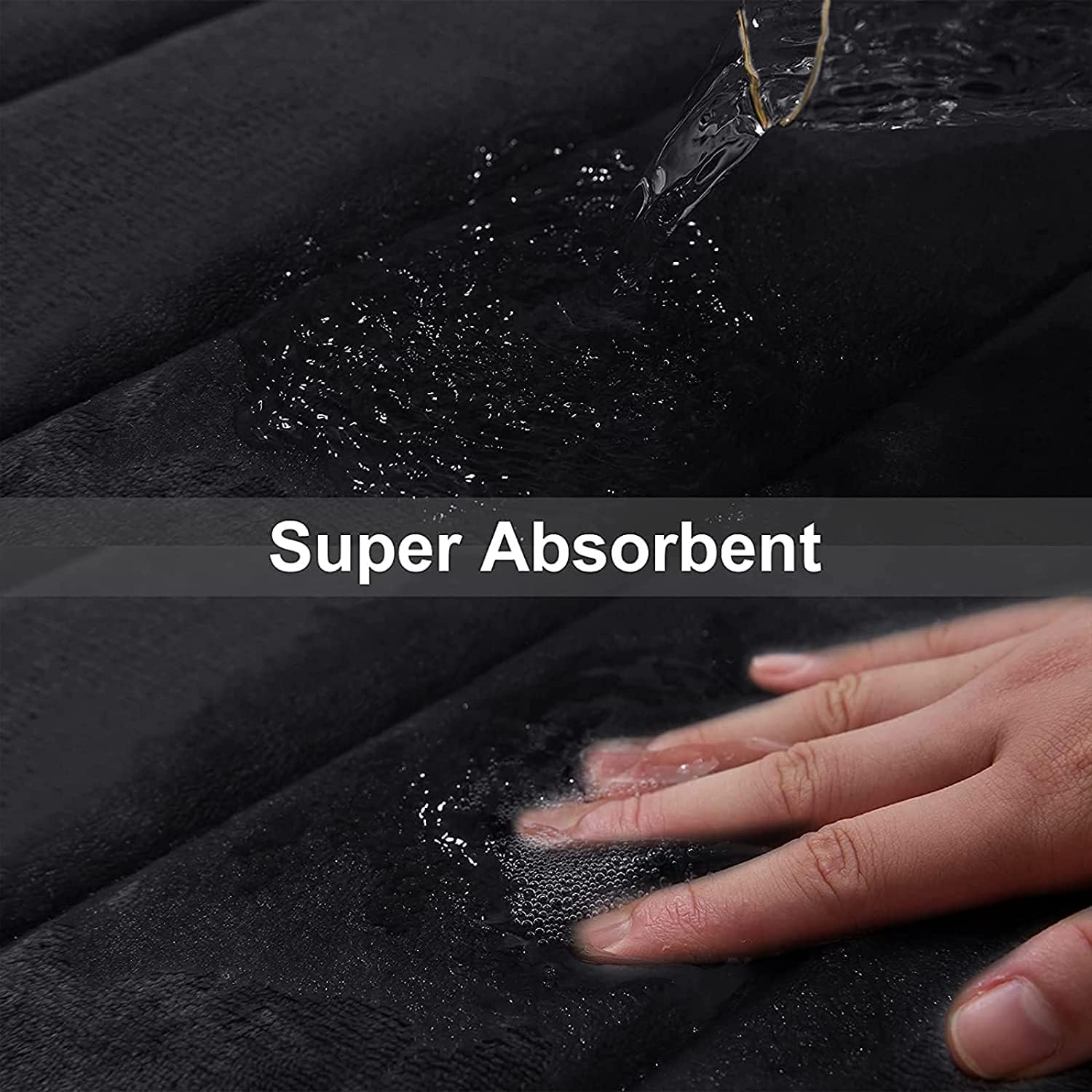 Buganda Memory Foam Bath Mat, 59" x 34", Ultra Soft and Non-Slip Bathroom Rugs, Water Absorbent and Machine Washable Bath Rug Runner for Bathroom, Shower, and Tub, Black