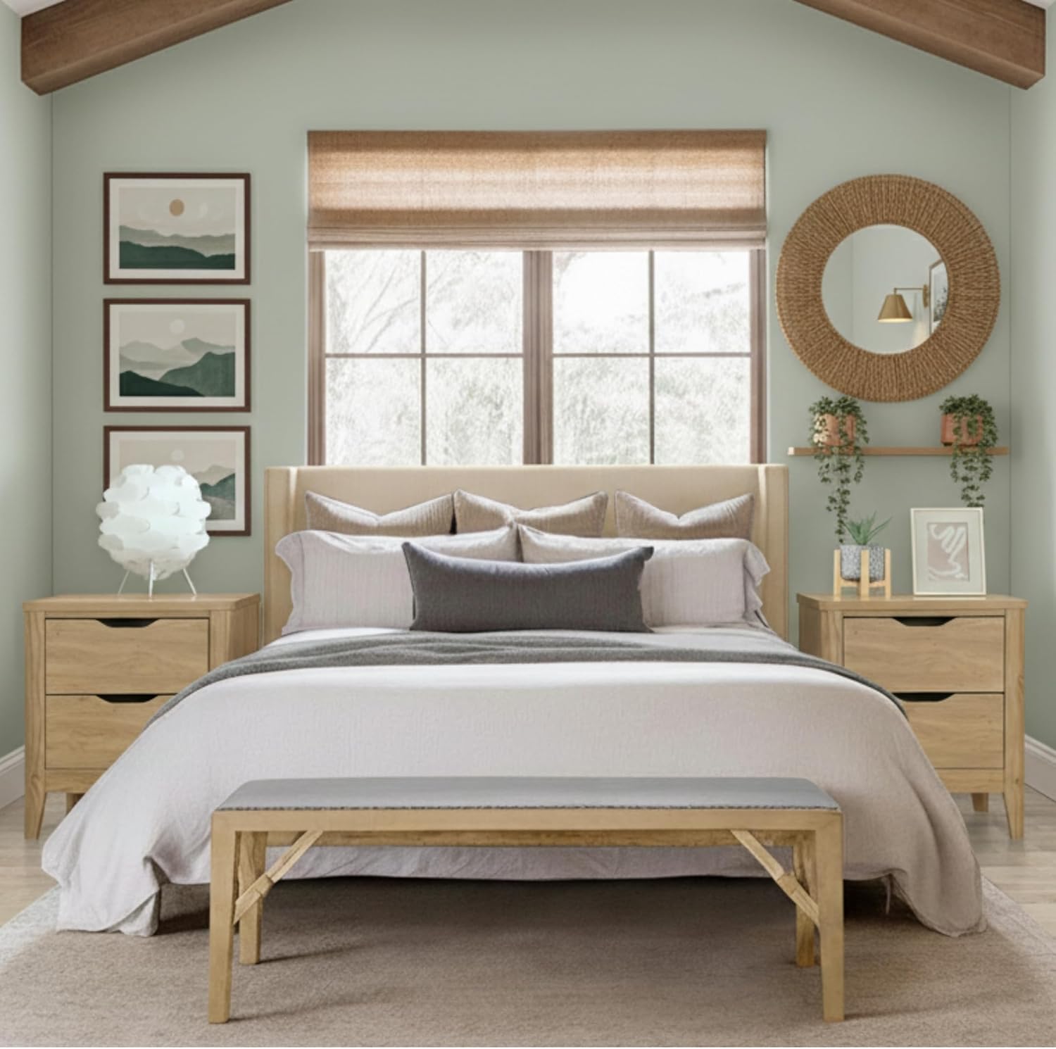 ELISA HOME Fino 2 Drawer Wood Nightstand, Stylish Bedside Table with Storage Drawers, Perfect for bedrooms, Living Rooms, or Any Space., 15.7" D x 18.7" W x 21.7" H, Oak