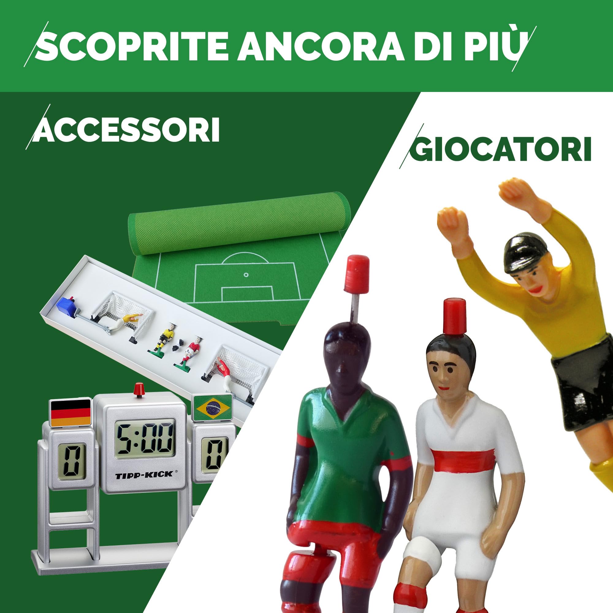 TIPP-KICK Super Cup Italia – Set 1x XL Campo con Bordi, 2x Top Kicker, 2x Portieri “Toni”, 2x Reti, 2x Palloni, 1x Orologio Segnatempo, 1x Chip Sonoro + Borsa Sportiva