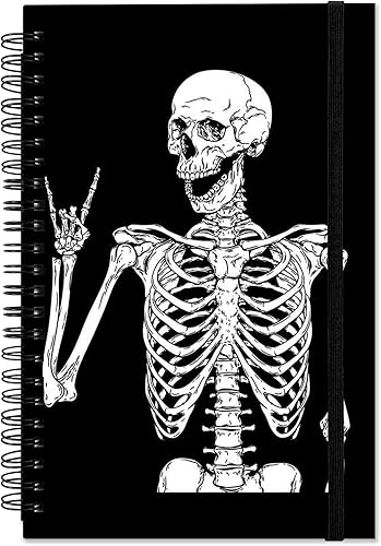 Cuaderno de espiral, diario de tapa dura, cuaderno de espiral con rayas anchas, tamaño A5, 5.5 x 8.3 pulgadas, papel grueso de 80 GSM, 60 hojas de