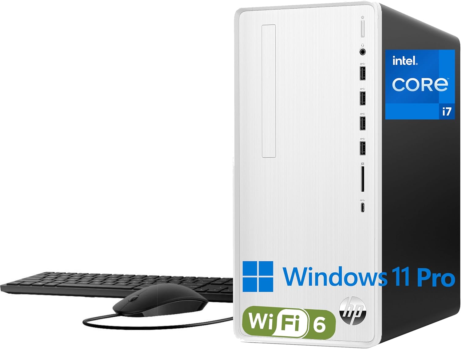 HP Pavilion Tower Desktop Computer, Intel 8-Core i7-10700F up to 4.8GHz, 32GB DDR4 RAM, 1TB PCIe SSD, GeForce GT 610 2GB, WiFi 6, Bluetooth, RJ-45, Type-C, KB & Mouse, White, Windows 11 Pro, Tichang HP Pavilion Tower Desktop Computer, Intel 8-Core i7-10700F up to 4.8GHz, 32GB DDR4 RAM, 1TB PCIe SSD, GeForce GT 610 2GB, WiFi 6, Bluetooth, RJ-45, Type-C, KB & Mouse, White, Windows 11 Pro, Tichang