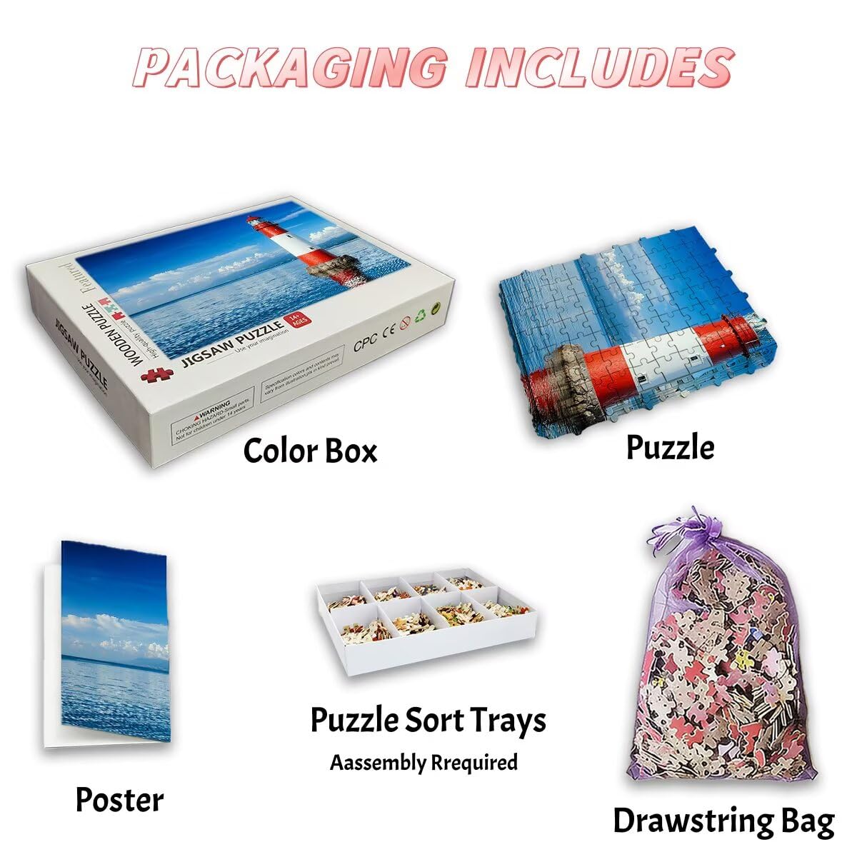 Puzzle 5000 sztuk oceanu, drewniane puzzle latarnia morska, klasyczna łamigłówka dla całej rodziny, zabawki puzzle litery na plecach, oryginalne prezenty dla mężczyzn wystrój -2089