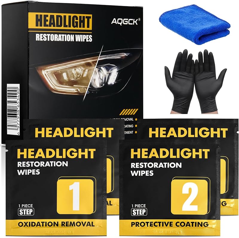 Kit de Restauração de Faróis AQGCK com Lenços em 2 Etapas – 2 unidades
