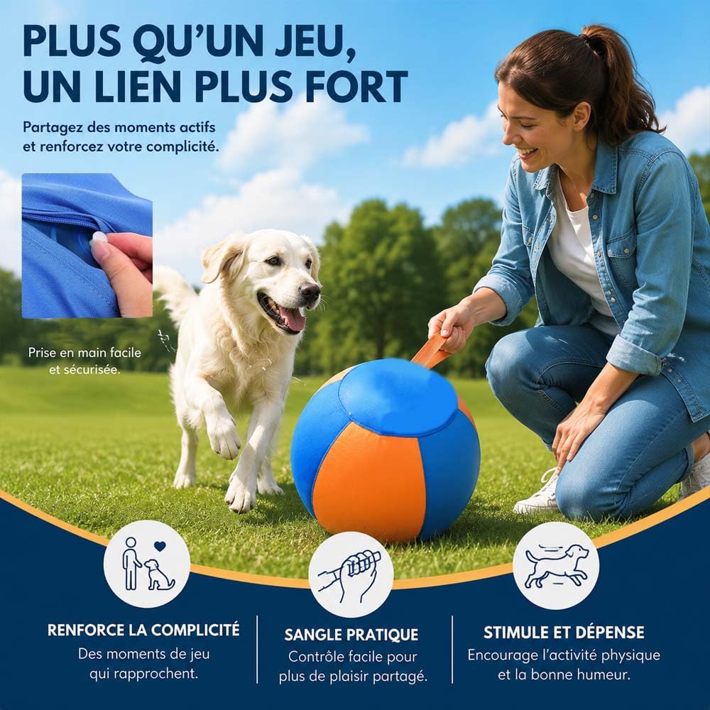 Générique Navea Balle GéAnte pour Chien,Balle De Troupeau pour Chien,Gros Ballon Pourchien,pour Chiot Et Adulte, Petites Moyennes Grandes Races, IntéRieur Maison (Bleu et Orange,45CM)