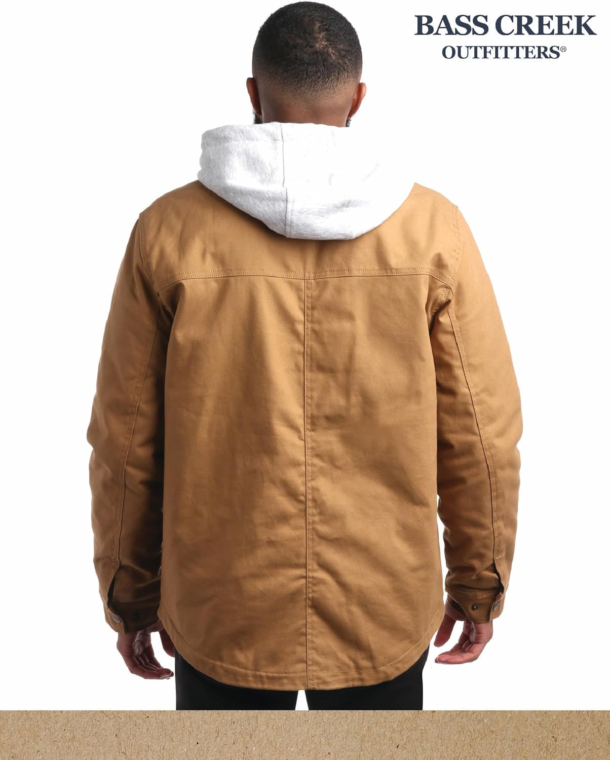 Bass Creek Outfitters Canvas Mens Jacket - Insulated Workwear Fleece Zip Front Duck Canvas Mens Winter Jacket with Hood - Image 7