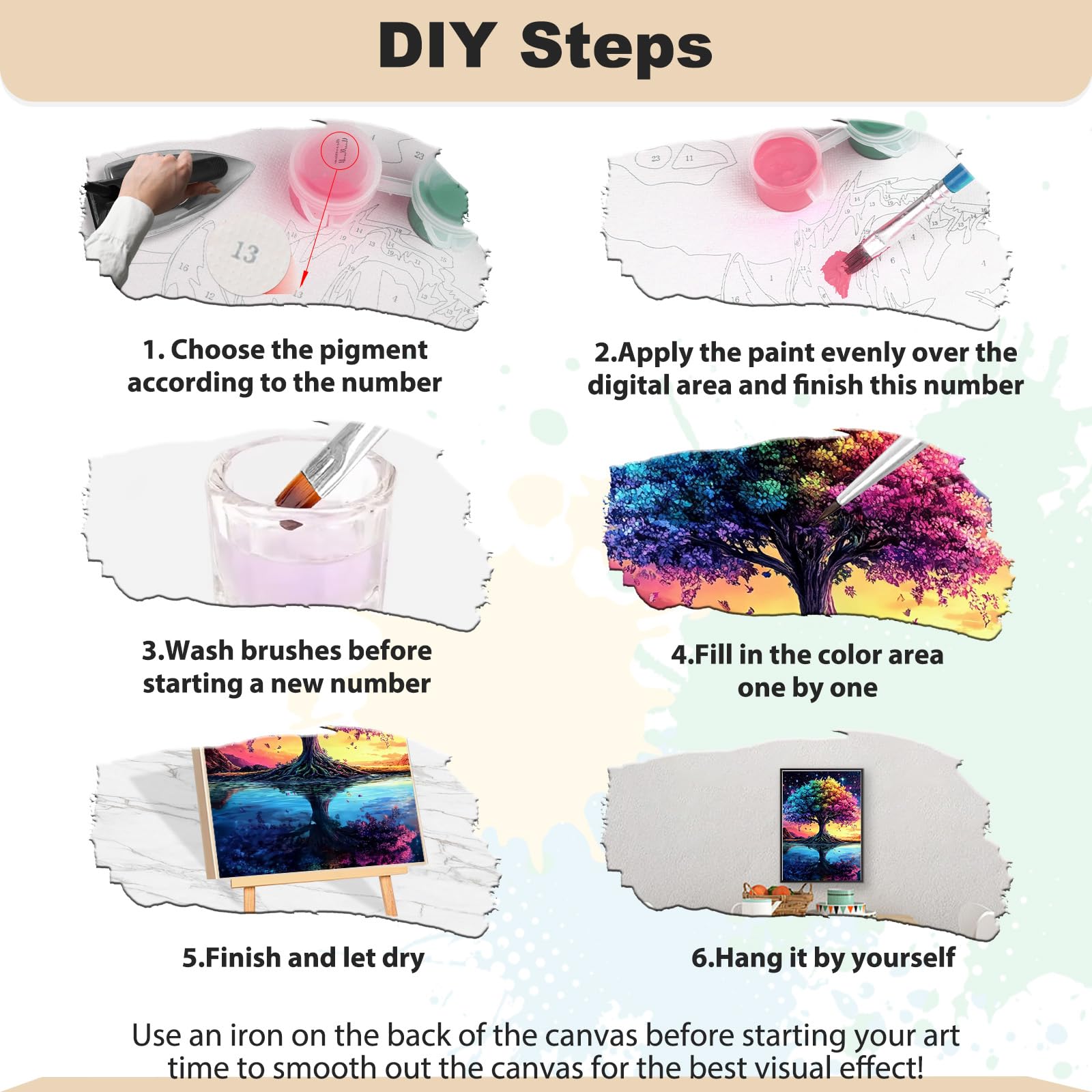 MEIYUDA Dipingere Con I Numeri Per Adulti – Kit Montagne Colorate Con Telaio 30x40cm, Yellowstone, Fai Da Te - 2
