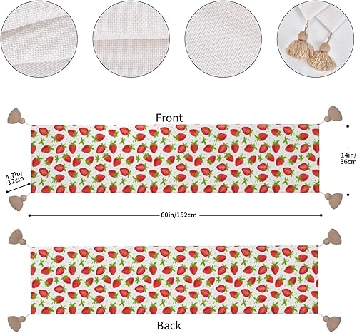 Miniatura 2 de Camino de mesa de Navidad con patrón de fresa, decoración de mesa de comedor, decoración de Navidad, decoración de interiores del hogar, caminos de