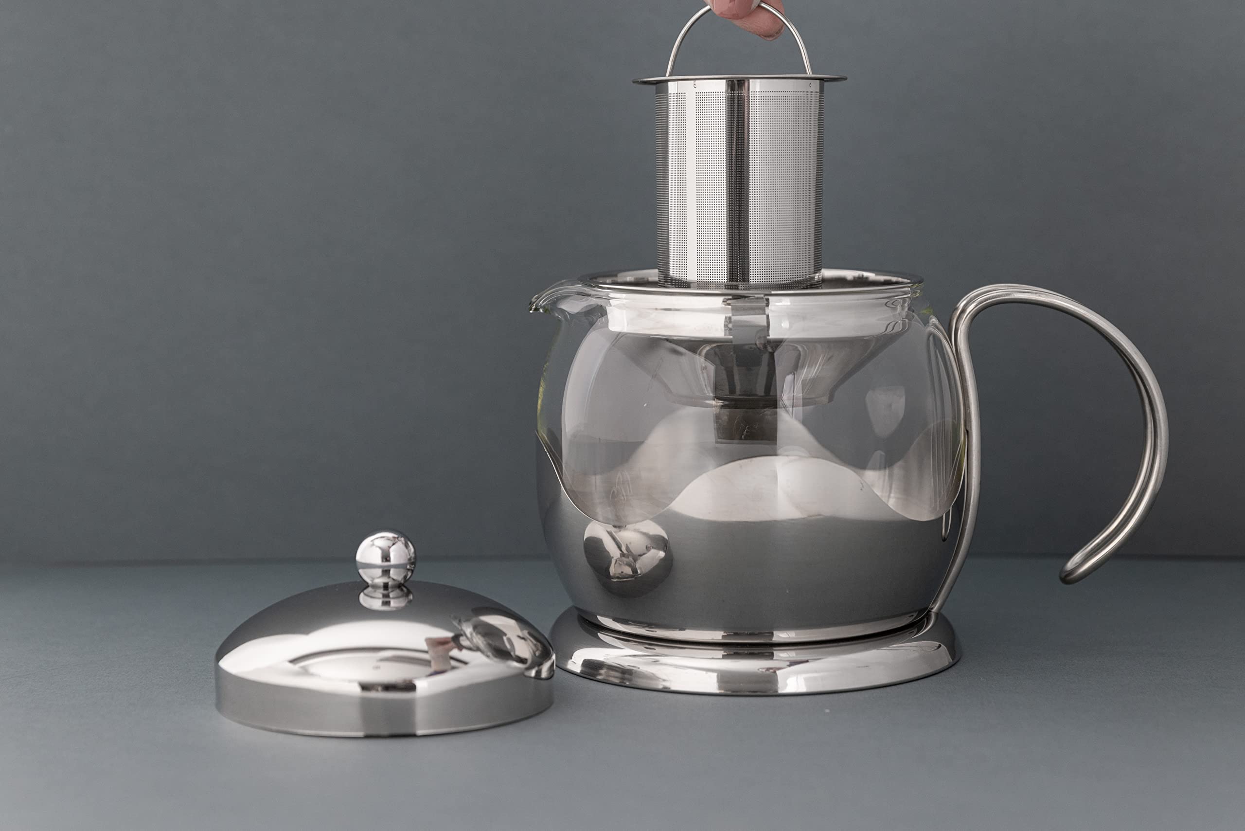 La Cafetière Teekanne Glas Lose-Blatt-Teekanne mit Sieb, 1 L, Silber