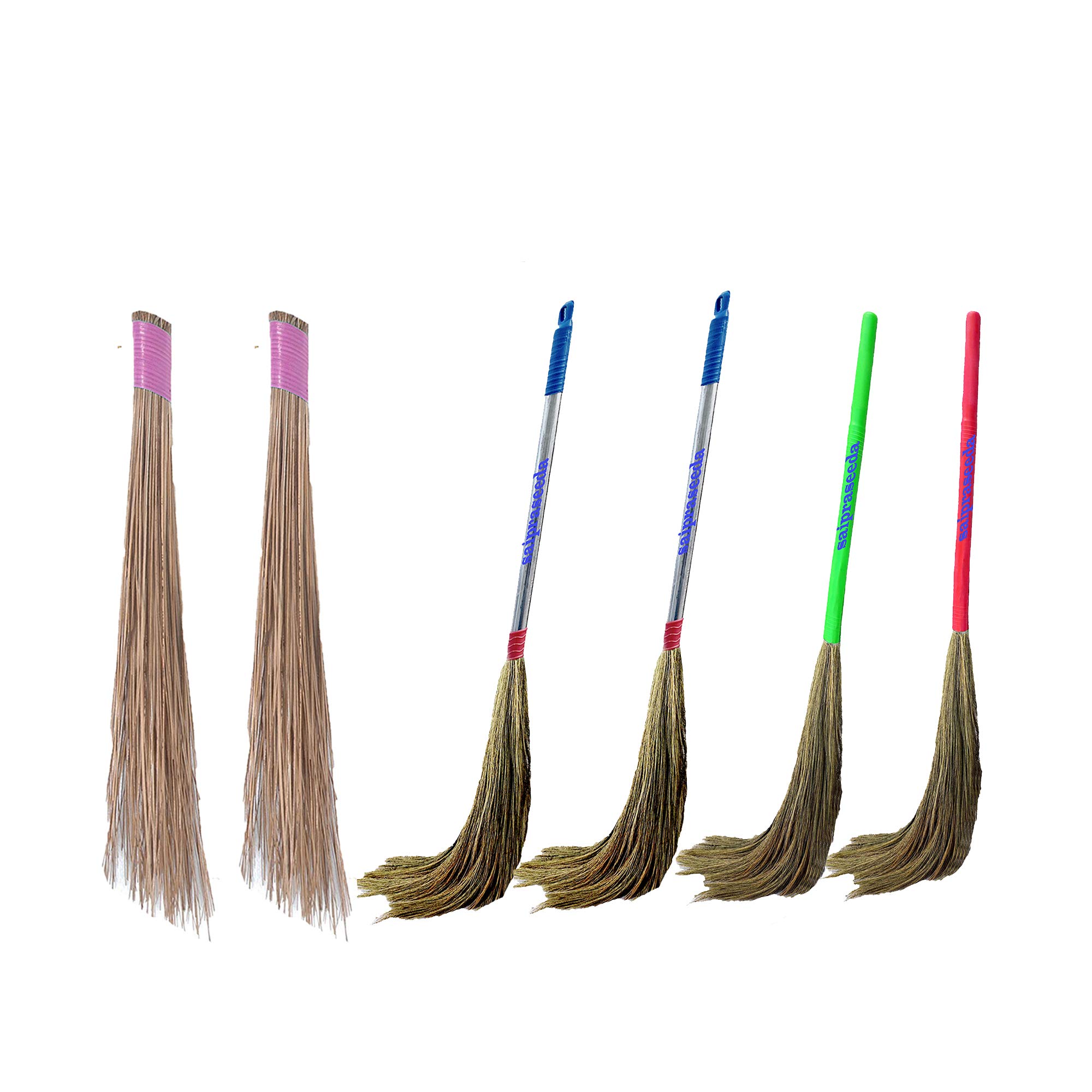 UR LITTLE SHOP Large Size Natural Broom Stick & Coconut Stick with Home Cleaning 6`s Pack(Multi Colour)-image-32