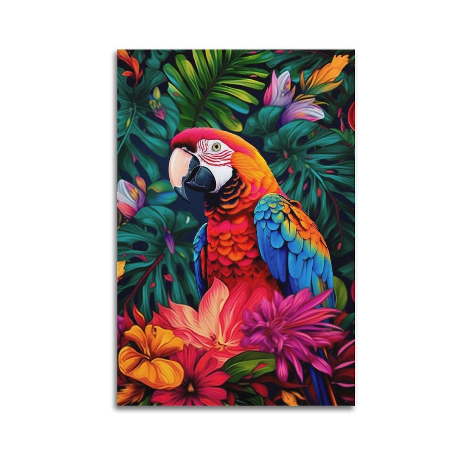 CXHJCA Animal Artwork Poster Macaw Parrot in The Grass Poster Decorative Painting Canvas Wall Posters And Art Picture Print Modern Family Bedroom Decor Posters 24x36inch(60x90cm)