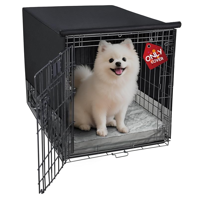 Capa para caixa de transporte para cães em poliéster com ventilação em tela Explore Land, preta, 60,96 x 45,72 x 50,8 cm