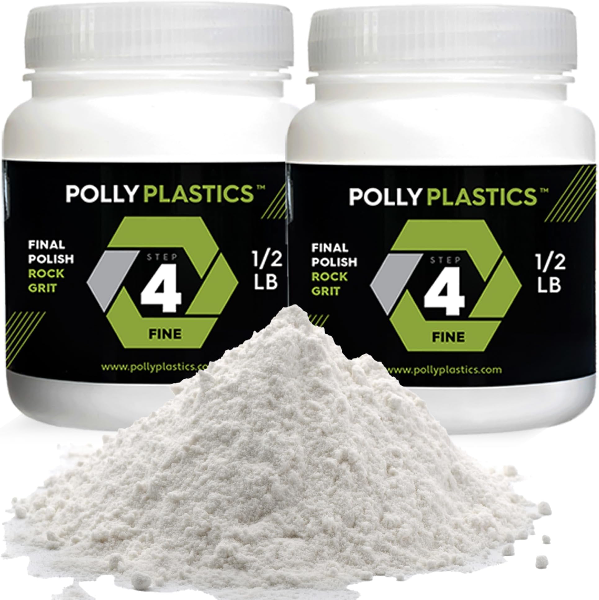 - Polly Plastics Rock Tumbler Grit Refill, Final Polish 1200 Fine Aluminum Oxide, Stage 4 for Tumbling Stones (2 Pack) (1 lb.)