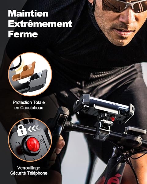 CIRYCASE Support Telephone Velo, [Installation 3S & Anti-Vibration Ultime] Support Telephone Moto, 360° Rotation & Pince de Guidon Robuste, Porte Téléphone Vélo Béquilles pour 4,7-6,8” Smartphones - 3